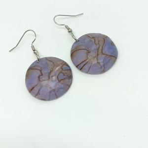 Fa fülbevaló nyírfából-lilás