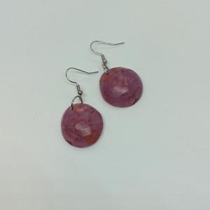 Fa fülbevaló nyírfából-magentás lila