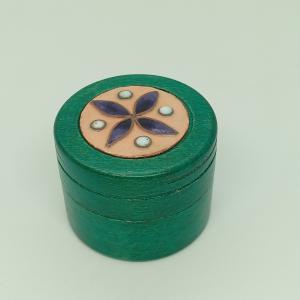 Fa gyűrűs ékszerdoboz-tűzzománc virágos