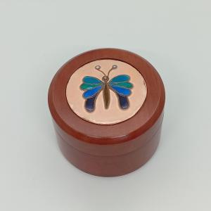 Pillangós fa kerek ékszerdoboz- tűzzománc betéttel
