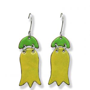 Sárga harangvirág fülbevaló levéllel