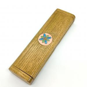 Tölgyga tolltartó -tűzománc díszítéssel-kis virág