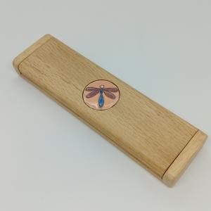 Tölgyga tolltartó -tűzománc díszítéssel-szitakötő