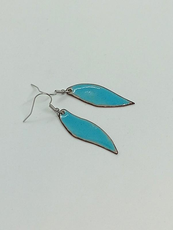 Türkízkék tűzzoánc fülbevaló