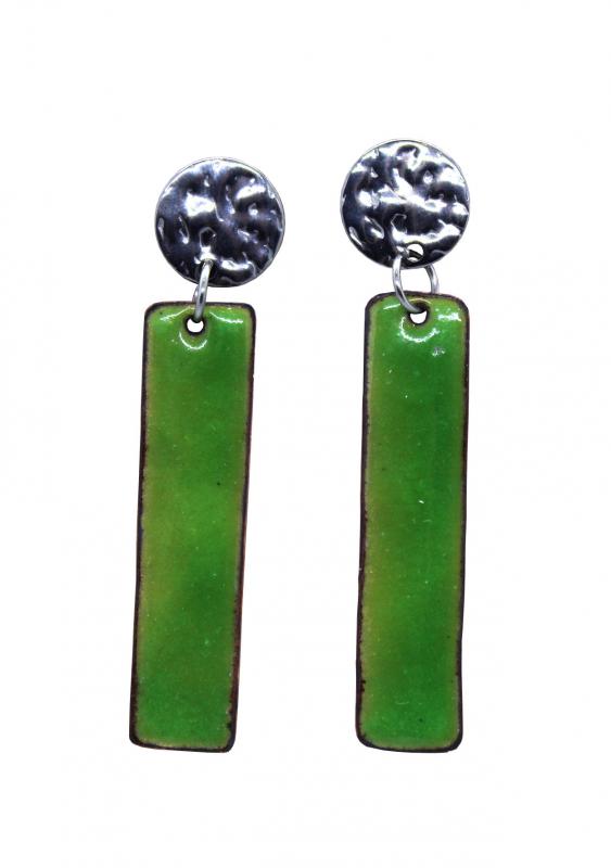 Zöld, geometrikus fülbevaló