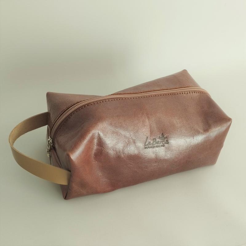 Cappuccino metál-homokszínű bőr neszesszer Bauletto 004 M