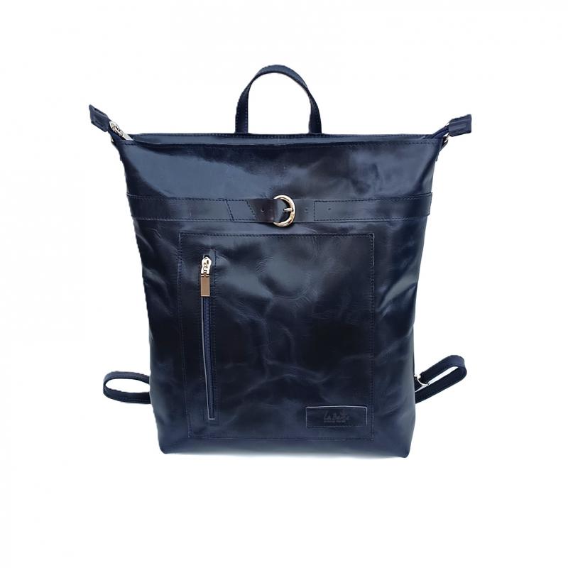 Sötétkék bőr válltáska és hátizsák City L 012