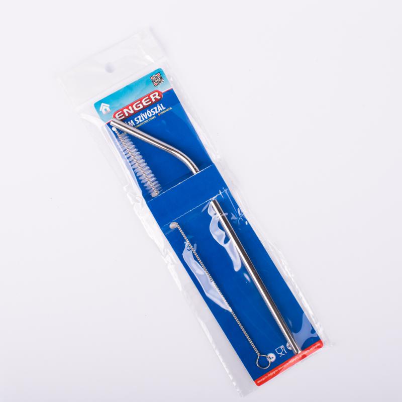 Fém szívószál tisztító kefével