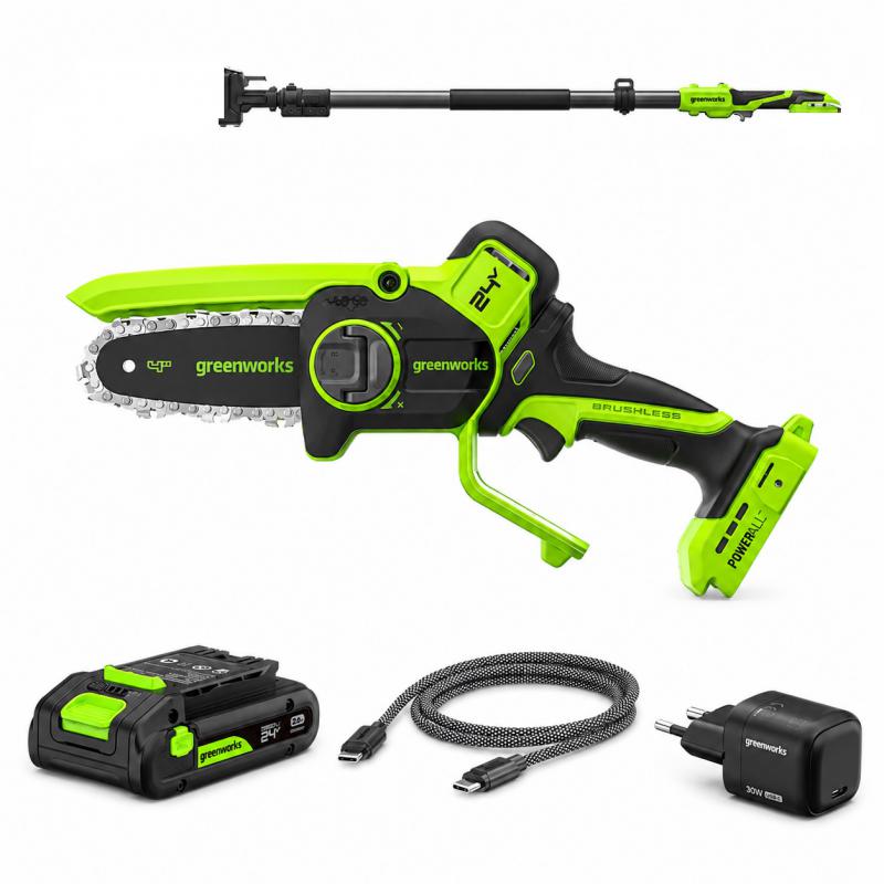 Greenworks CS1032G akkumulátoros mini láncfűrész ( készlet )
