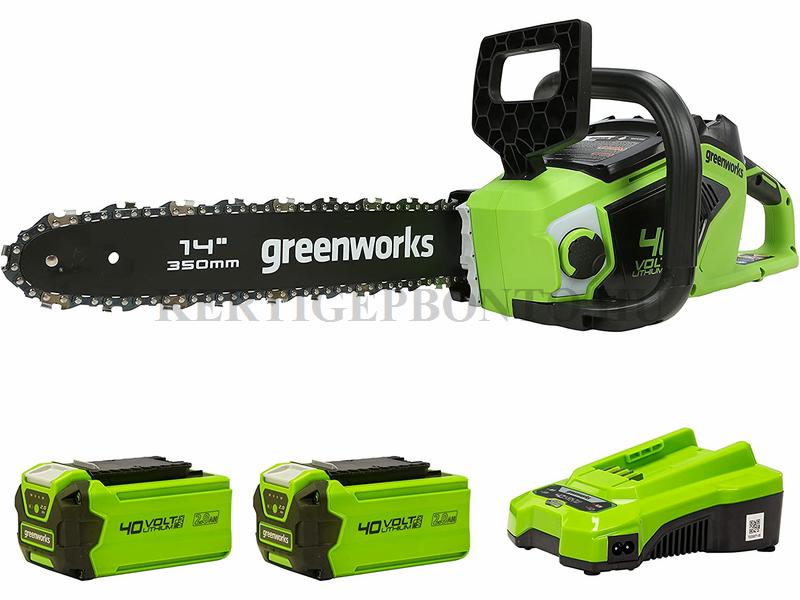 Greenworks GD40CS15K2X 40 v akkumulátoros láncfűrész ( 3/8-1.3-52 szemes, akku- és töltővel )