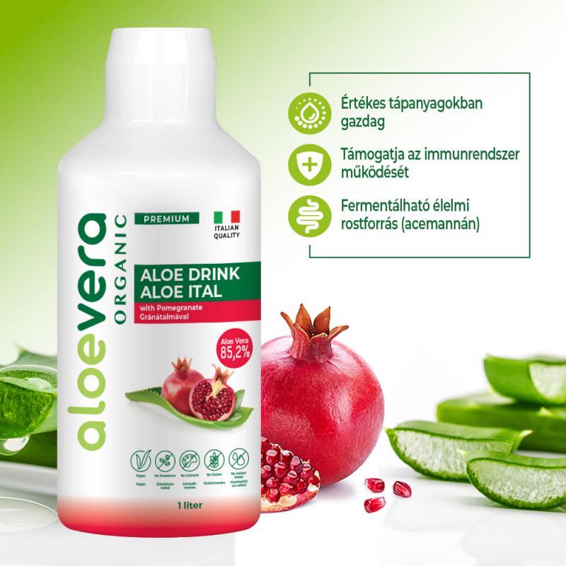 Aloe Vera Organic Prémium Ital gránátalmával 1000ml