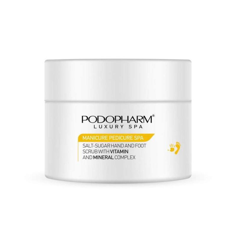 PodoPharm MANICURE PEDICURE SPA Só-cukor peeling kézre és lábra vitamin- és ásványianyag-komplexszel 300g