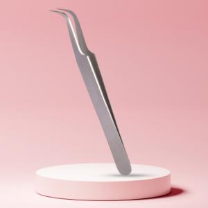 Long Lashes szempilla csipesz hajlított, ezüst