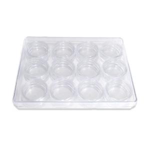 Műanyag Kerek tégely 12x4ml/tálca Átlátszó
