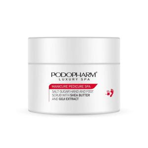 PodoPharm MANICURE PEDICURE SPA Só-cukor peeling kézre és lábra shea vajjal és gojival 300g
