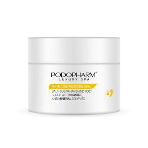 PodoPharm MANICURE PEDICURE SPA Só-cukor peeling kézre és lábra vitamin- és ásványianyag-komplexszel 300g