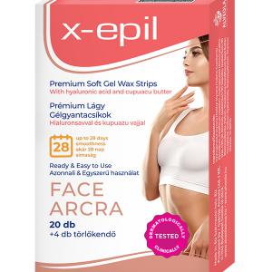 X-Epil Hidratáló gélgyantacsíkok hialuronnal arcra - 20db