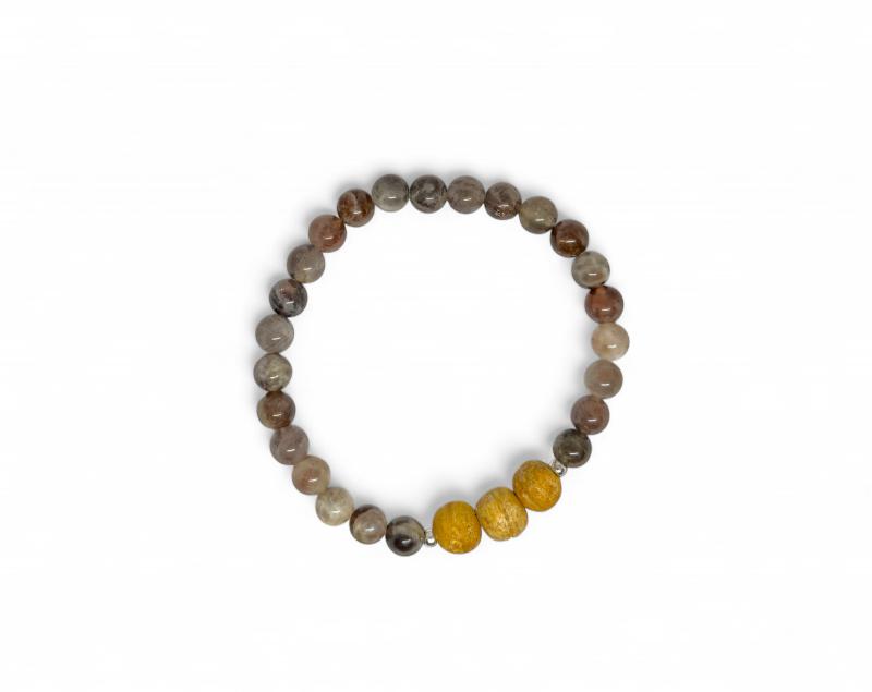 Fekete Holdkő-Napkő-Palo Santo karkötő