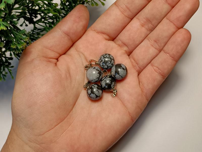 Hópehely Obszidián golyó medálos nyaklánc