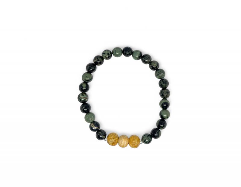 Kambaba Jáspis/Sztromatolit-Palo Santo karkötő