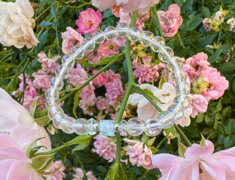 Pakisztáni Akvamarin-Aura kvarc karkötő