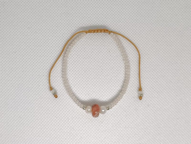 Rodokrozit-Tenyésztett gyöngy minimal karkötő