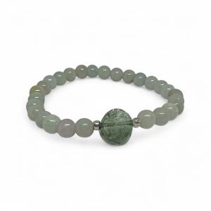 Csiszolt Moldavit-Burmai Jáde karkötő