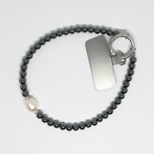 Hematit-Tenyésztett gyöngy telefontartó lánc