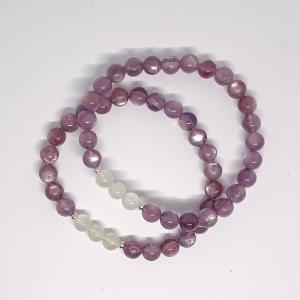 Prémium Lepidolit-Líbiai Sivatagi Tektit karkötő