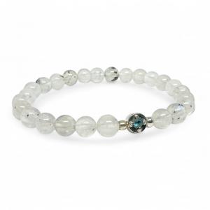 Szivárvány Holdkő-Kék Turmalin drágakő karkötő