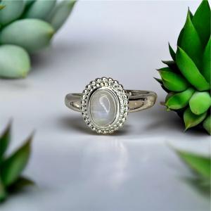 Szivárvány Holdkő/Fehér Labradorit gyűrű