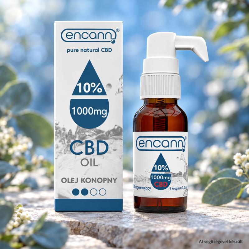 Encann 10% széles spektrumú CBD olaj – 10 ml, 1000 mg CBD, THC-free