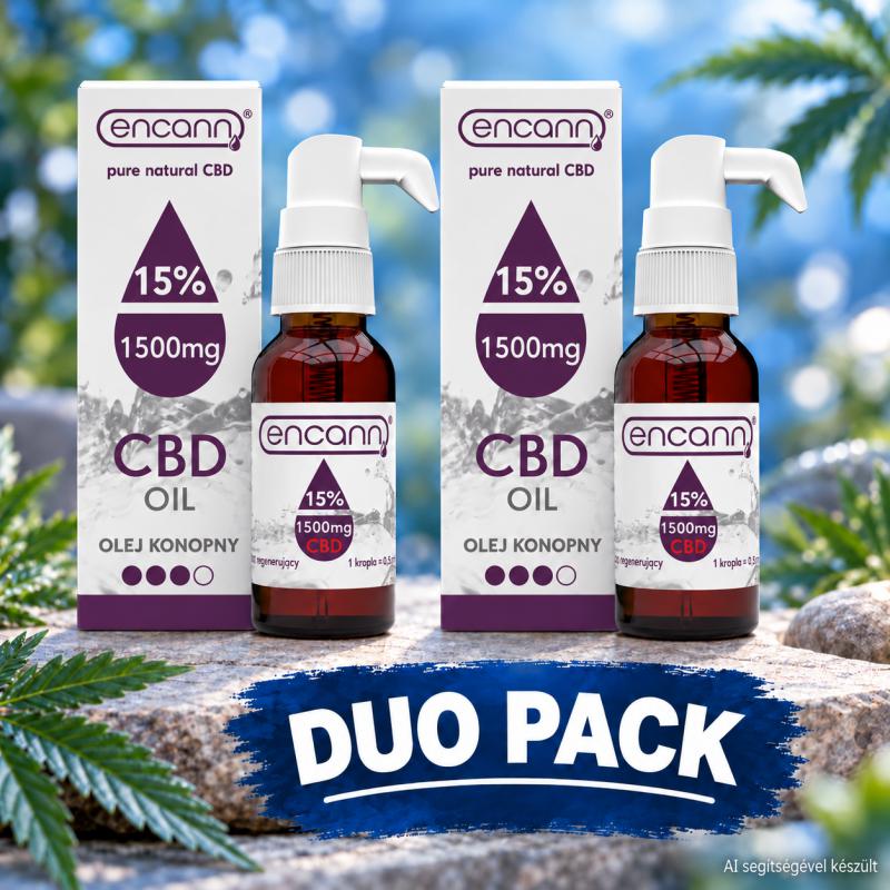 Encann 15% széles spektrumú CBD olaj DUÓPACK – 2*10 ml, 2*1500 mg CBD, THC-free