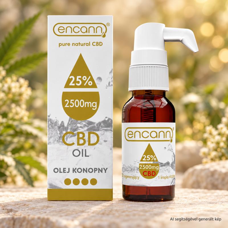 Encann 25% széles spektrumú CBD olaj – 10 ml, 2500 mg CBD, THC-free