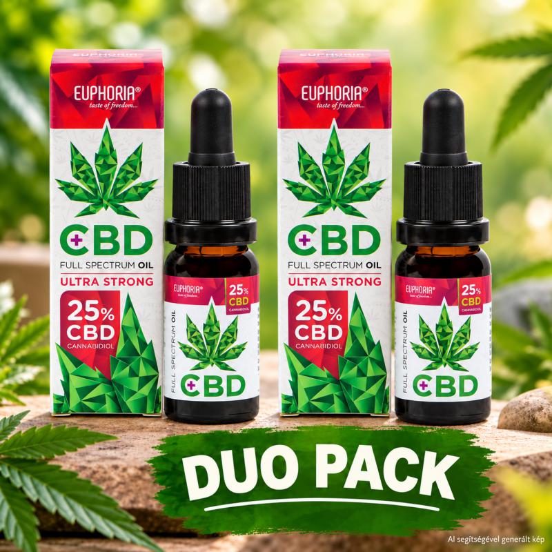 Euphoria 25% teljes spektrumú CBD olaj DUÓPACK – 2*10 ml, 2*2500 mg CBD