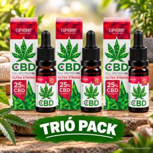 Euphoria 25% teljes spektrumú CBD olaj TRIÓPACK – 3*10 ml, 3*2500 mg CBD