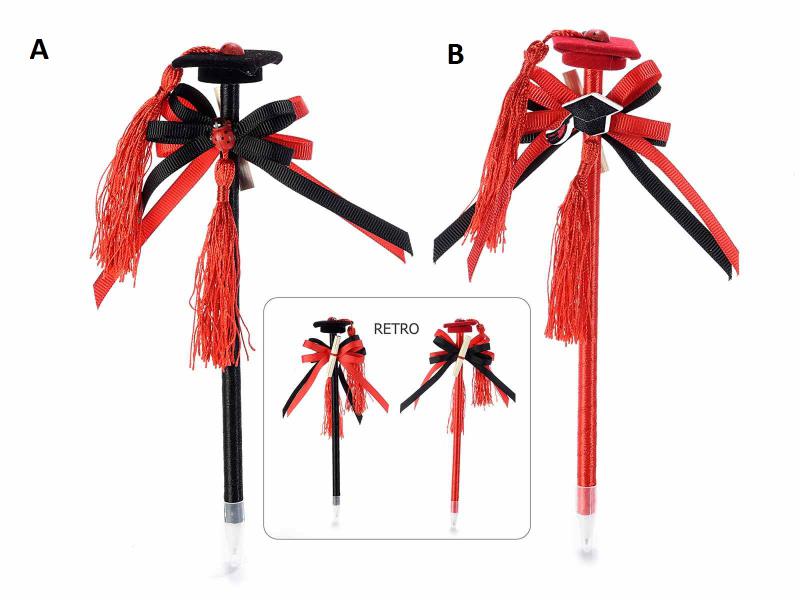 Ballagó toll, kalappal és pergamennel fekete színben