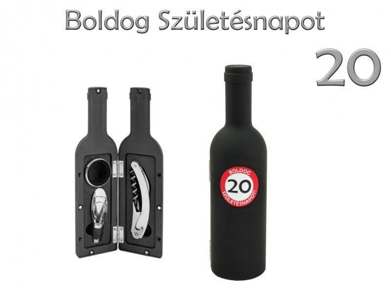 Boros szett 3 db-os Boldog 20. Születésnapot 23 cm