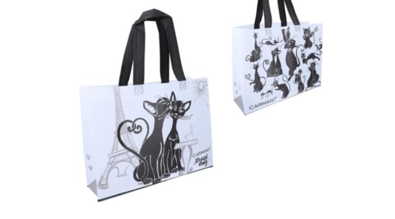 Cica, macska mintás műanyag táska - kétoldalas