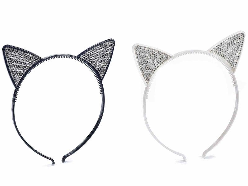 Cicás, macskafüles csillogó, strasszos hajpánt / fejpánt 2 db! AKCIÓS AJÁNLAT