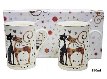 Cicás, macskás páros bögre díszdobozban, 250 ml
