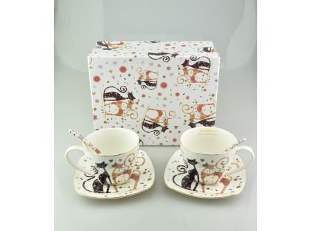 Cicás, macskás páros bögre díszdobozban