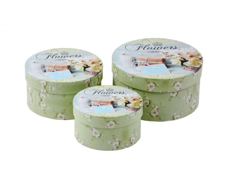 Díszdoboz szett kerek Flowers 3 db