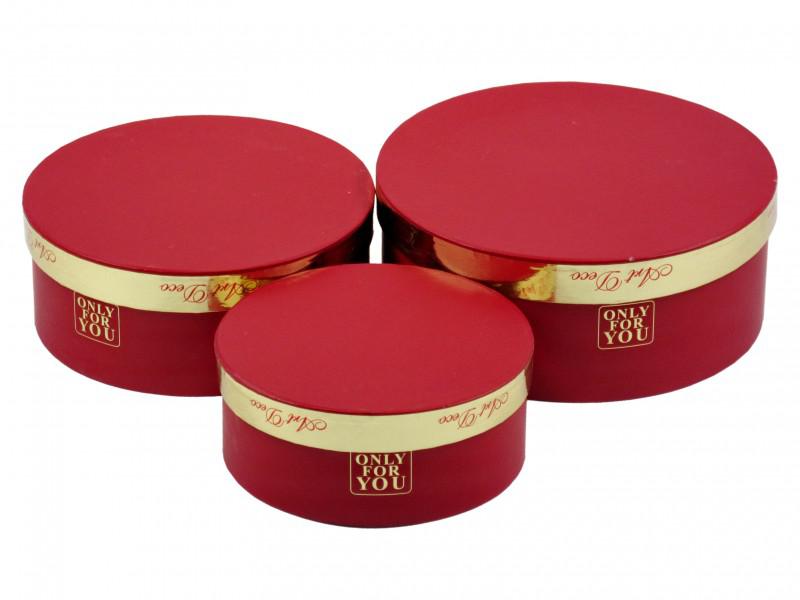 Díszdoboz szett kerek vörös/arany Only For You 3 részes