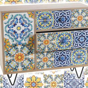 4 rekeszes fa szekrény "Maiolica" díszítéssel