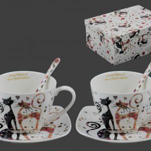 Cicás, macskás páros bögre díszdobozban