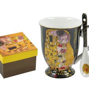 Klimt A csók vagy Adele mintás bögre + kiskanál 2,8 dl díszdobozban