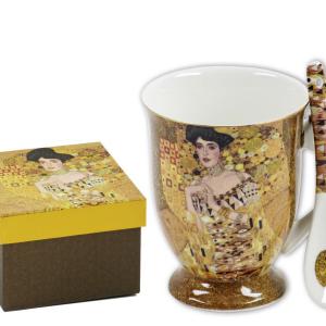 Klimt A csók vagy Adele mintás bögre + kiskanál 2,8 dl díszdobozban
