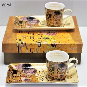 Klimt arany kávés csésze + alátét 2 db díszdobozban, új mintával