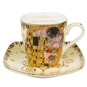 Klimt Csók és Életfa kávés csésze + alátét 2 db díszdobozban